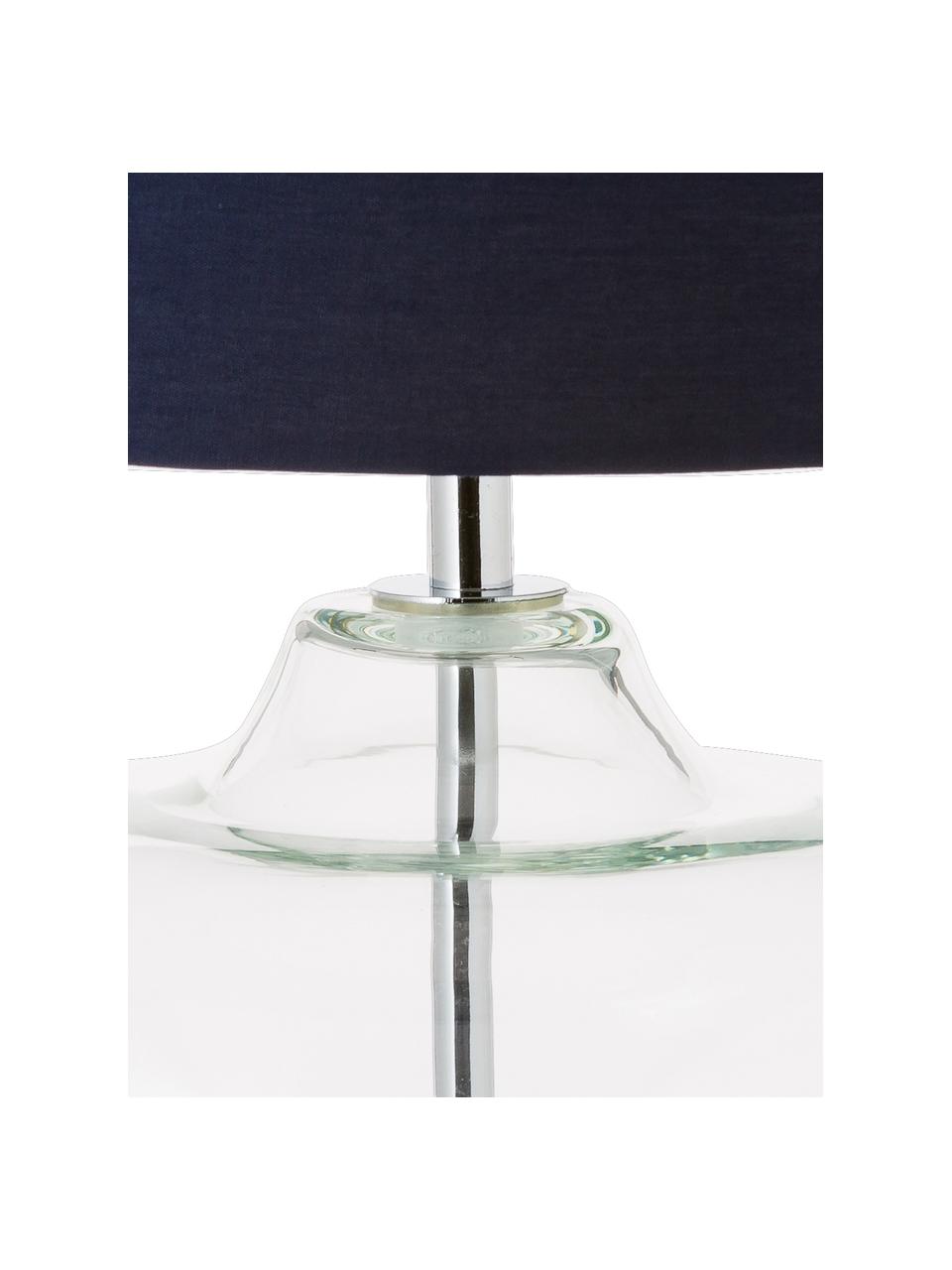Lampe à poser transparente en verre Amelia, Bleu foncé, Ø 28 x haut. 41 cm