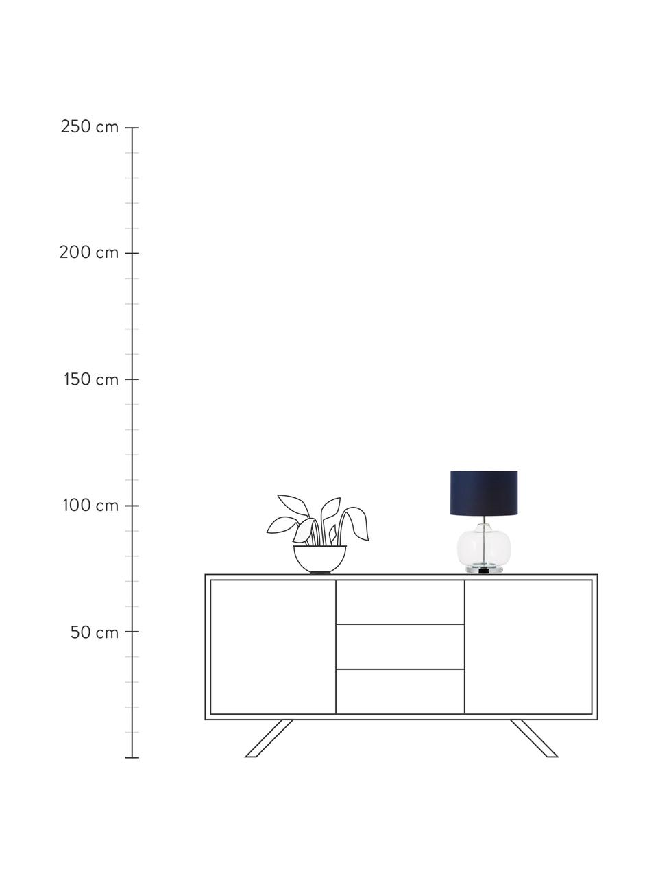 Lámpara de mesa de vidrio Amelia, Pantalla: algodón, Azul oscuro, ∅ 28 x Al 41 cm