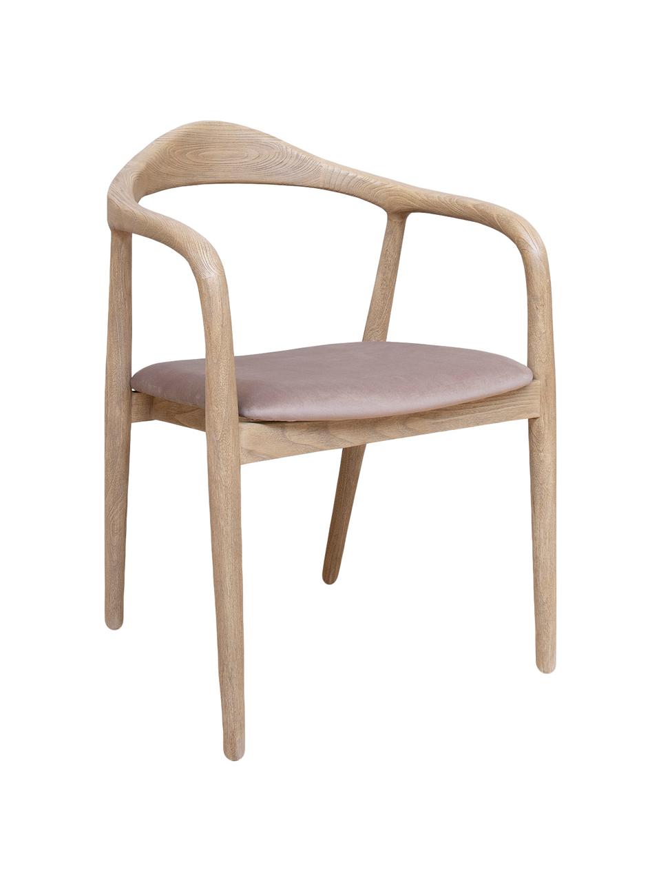 Silla de madera Zundi, Asiento: tela Relleno espuma, Beige, An 47 x F 51 cm