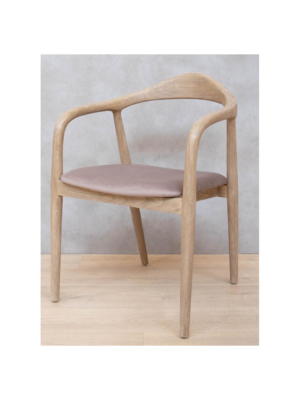 Silla de madera Zundi, Asiento: tela Relleno espuma, Beige, An 47 x F 51 cm