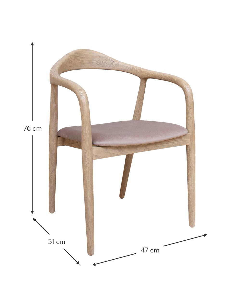 Silla de madera Zundi, Asiento: tela Relleno espuma, Beige, An 47 x F 51 cm