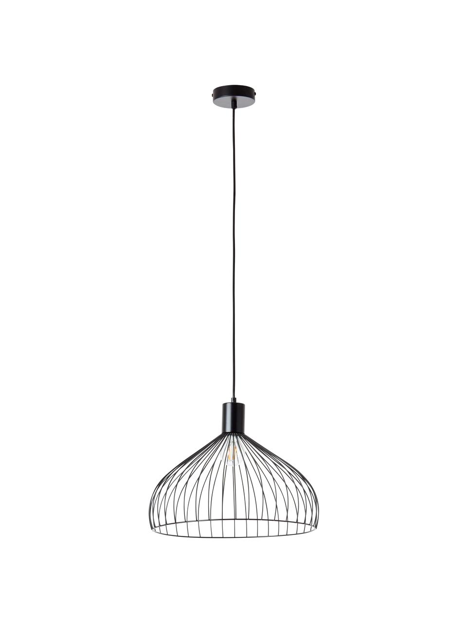 Lampa wisząca z metalu Blacky, Czarny, matowy, Ø 40 x W 30 cm