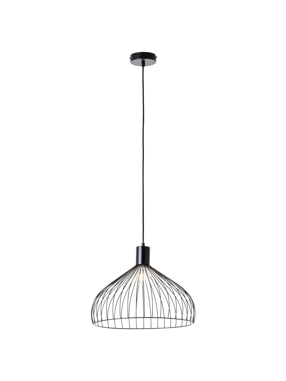 Lampa wisząca z metalu Blacky, Czarny, matowy, Ø 40 x W 30 cm