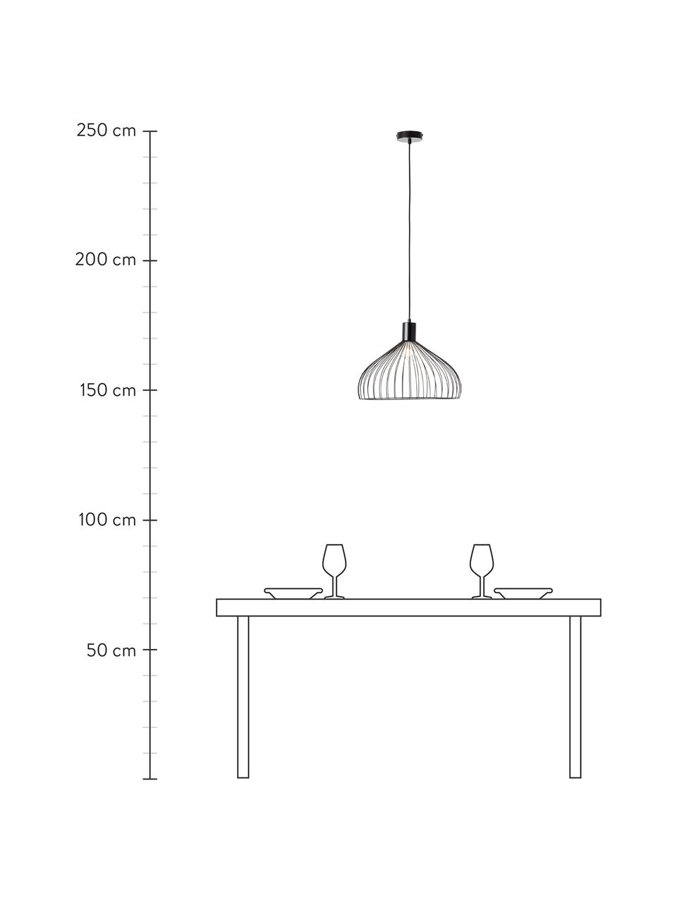 Lampa wisząca z metalu Blacky, Czarny, matowy, Ø 40 x W 30 cm