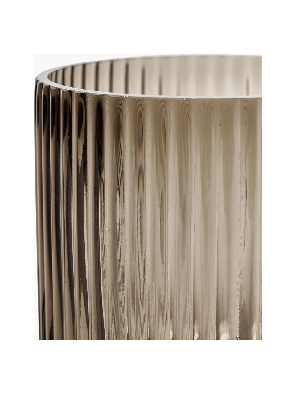 Vase en verre Simple Stripe, haut. 14 cm, Verre, Grège, translucide, Ø 12 x haut. 14 cm