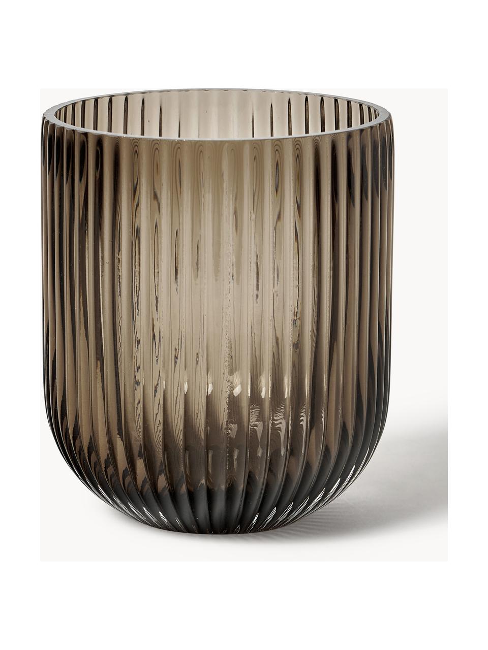 Vase en verre Simple Stripe, haut. 14 cm, Verre, Grège, translucide, Ø 12 x haut. 14 cm