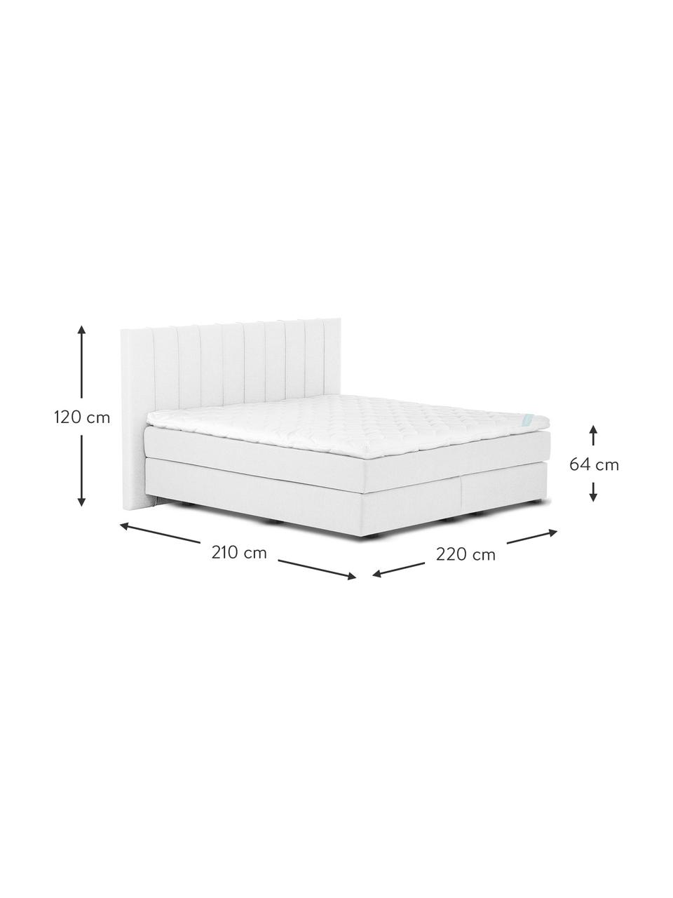 Letto Boxspring Premium Lacey, Materasso: a molle insacchettate a 7, Piedini: legno di faggio massiccio, Grigio chiaro, 200 x 200