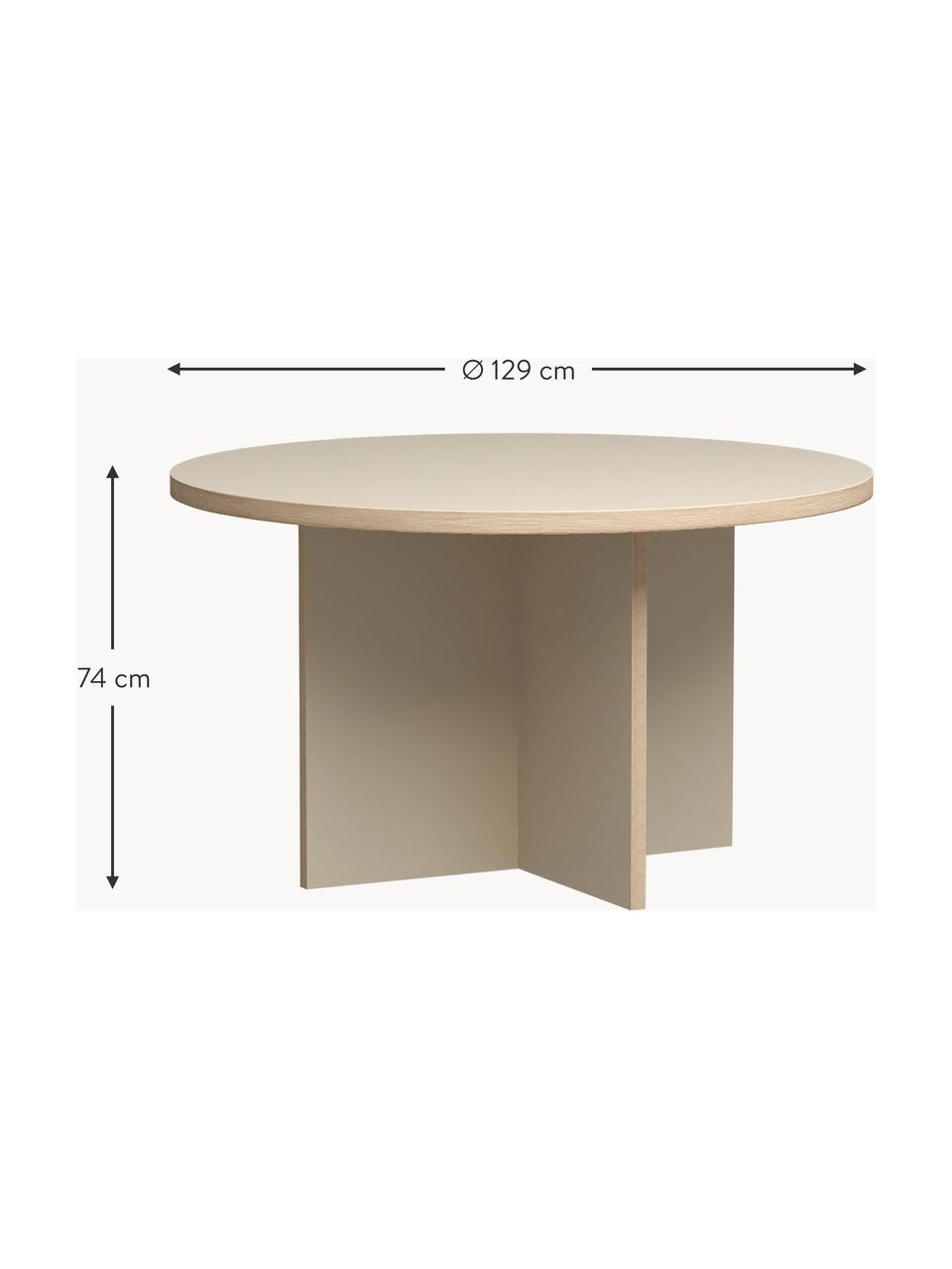 Mesa de comedor redonda Cirkel, Ø 129 cm, Tablero: Eurolight, tablero de fib, Estructura: Eurolight, tablero de fib, Beige claro, Ø 129 cm