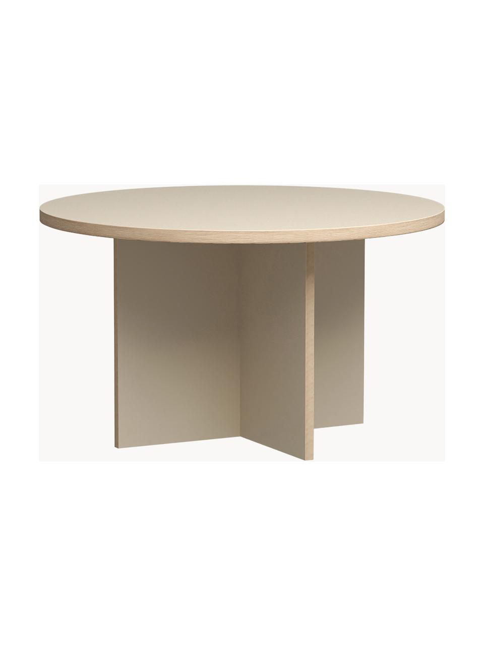 Mesa de comedor redonda Cirkel, Ø 129 cm, Tablero: Eurolight, tablero de fib, Estructura: Eurolight, tablero de fib, Beige claro, Ø 129 cm