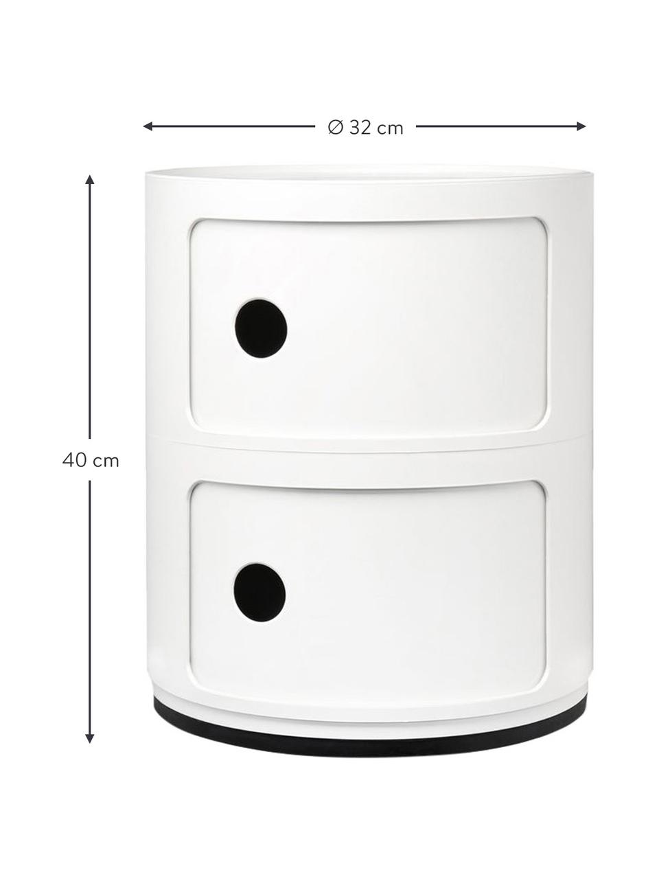 Stolik pomocniczy Componibili, 2 moduły, Termoplastyczny technopolimer z recyklingowych odpadów przemysłowych, certyfikat Greenguard, Biały, błyszczący, Ø 32 x W 40 cm