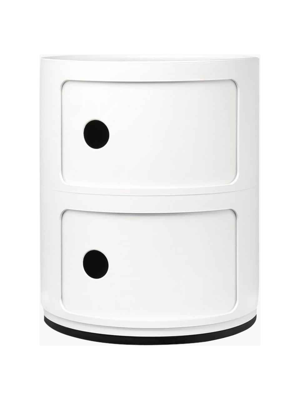 Design Container Componibili, 2 Elemente, Thermoplastisches Technopolymer aus recyceltem Industrieausschuss, Greenguard-zertifiziert, Weiß, matt, Ø 32 x H 40 cm
