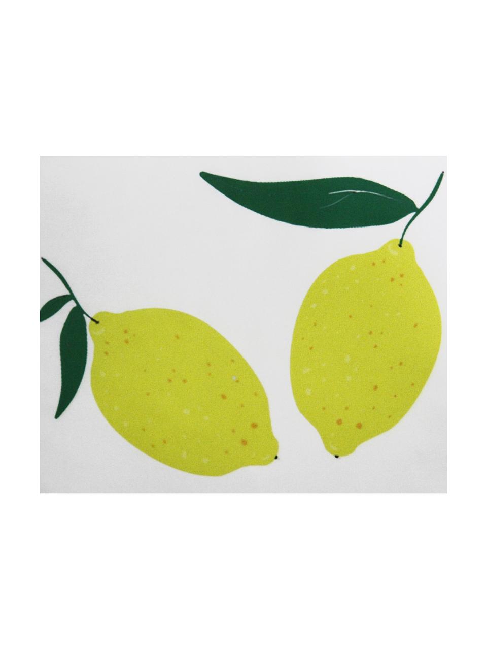 Dubbelzijdige kussenhoes Lemon, Polyester, Wit, geel, groen, 45 x 45 cm