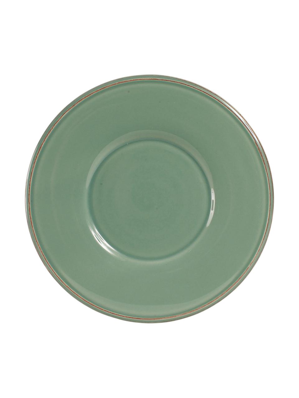 Tazza da tè con piattino stile country Constance, Gres, Verde, Ø 19 x Alt. 8 cm, 375 ml