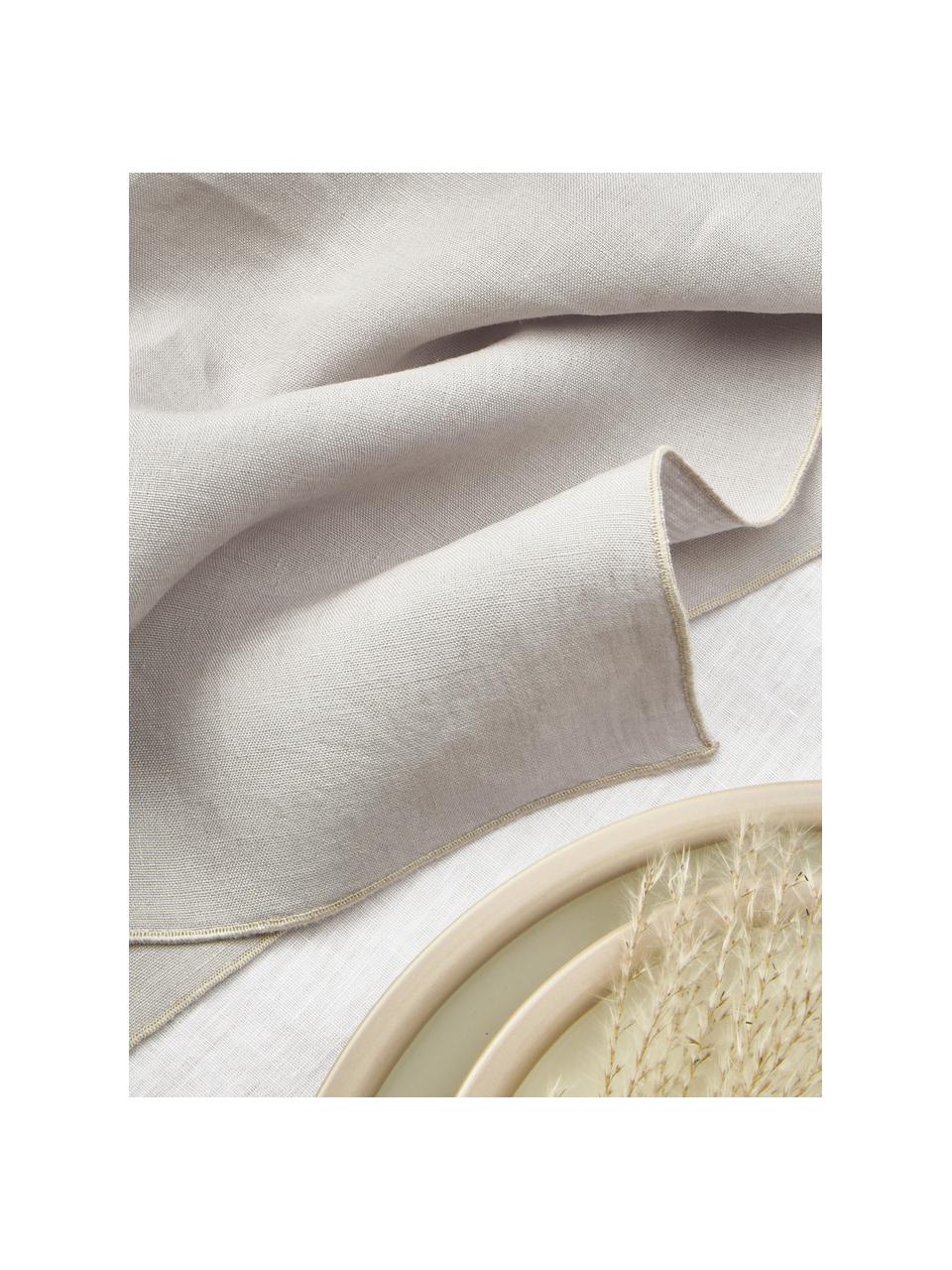 Servilletas de lino con ribete Kennedy, 4 uds., 100% lino lavado con certificado European Flax, Gris claro, An 45 x L 45 cm