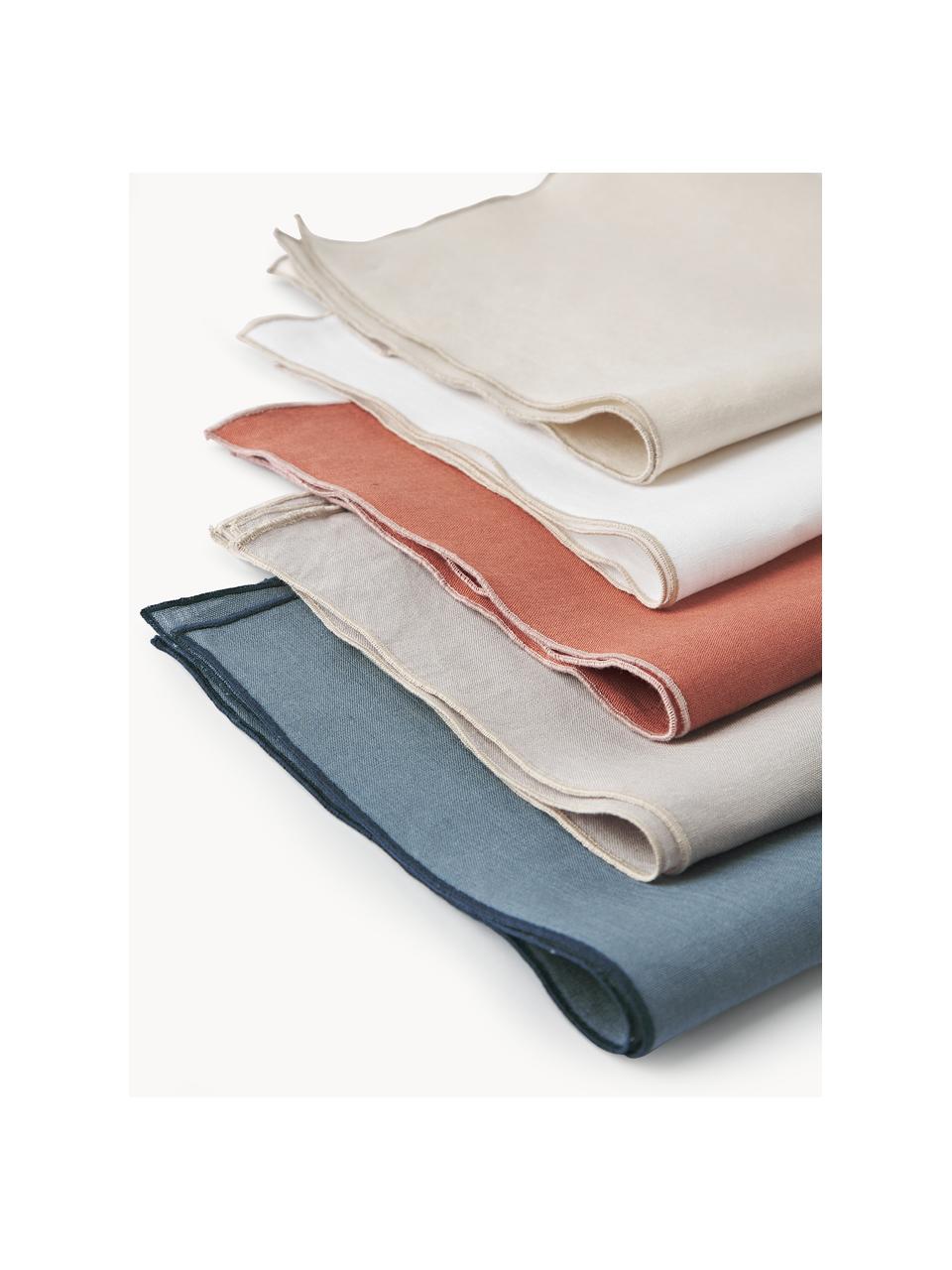 Servilletas de lino con ribete Kennedy, 4 uds., 100% lino lavado con certificado European Flax, Gris claro, An 45 x L 45 cm