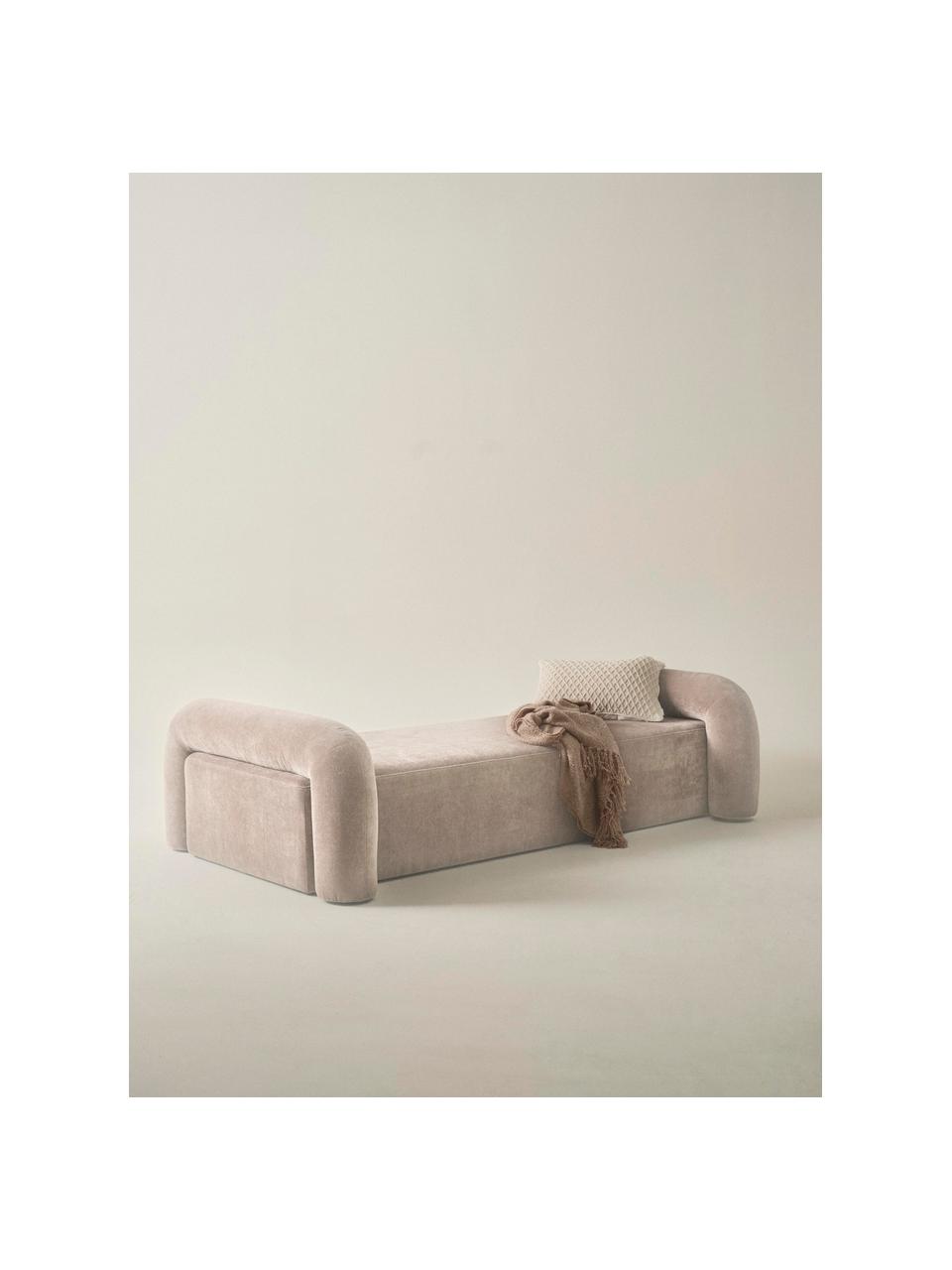 Samt-Daybed Komoro, Bezug: Samt (100 % Polyester) De, Gestell: Mitteldichte Holzfaserpla, Samt Hellbeige, B 120 x L 220 cm