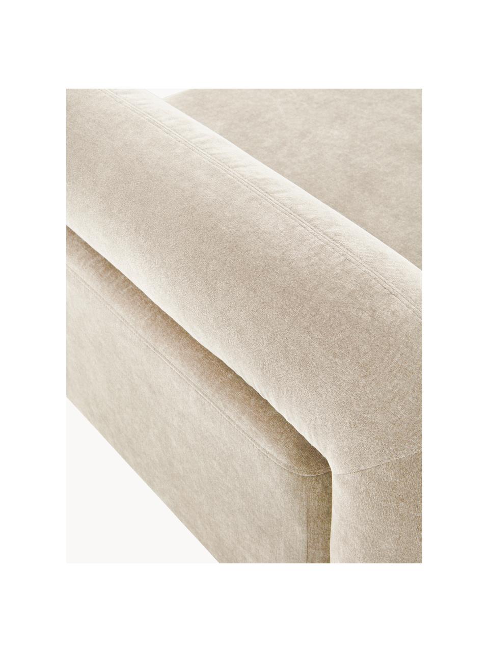 Sofá cama de terciopelo Komoro, Tapizado: terciopelo (100% poliéste, Estructura: tablero de fibras de dens, Terciopelo beige claro, An 120 x L 220 cm
