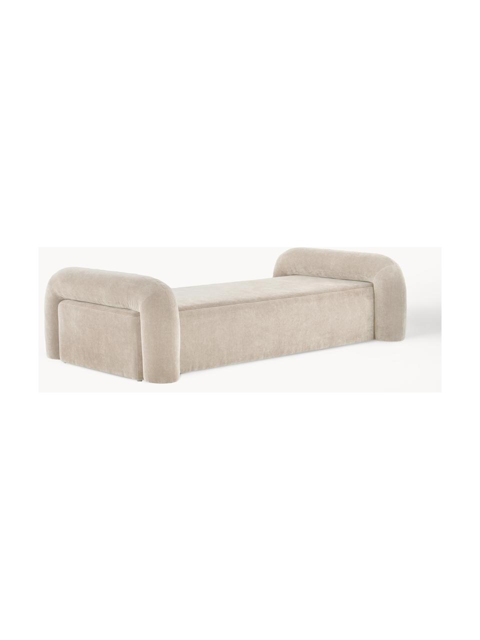 Daybed in velluto Komoro, Rivestimento: velluto (100% poliestere), Struttura: pannello MDF (fibra a med, Velluto beige chiaro, Larg. 120 x Lung. 220 cm