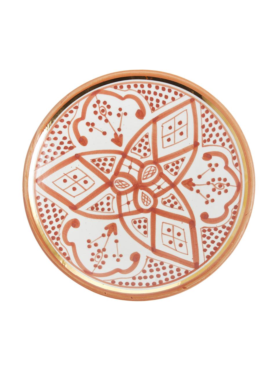 Ručne vyrobený raňajkový tanier v marockom štýle Beldi, Keramika, Oranžová, krémová, zlatá, Ø 20 cm
