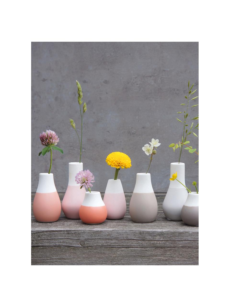 XS-Vasen-Set Pastell aus Steingut, 4-tlg., Steingut mit Glasur, Rosatöne, Weiß, Sondergrößen