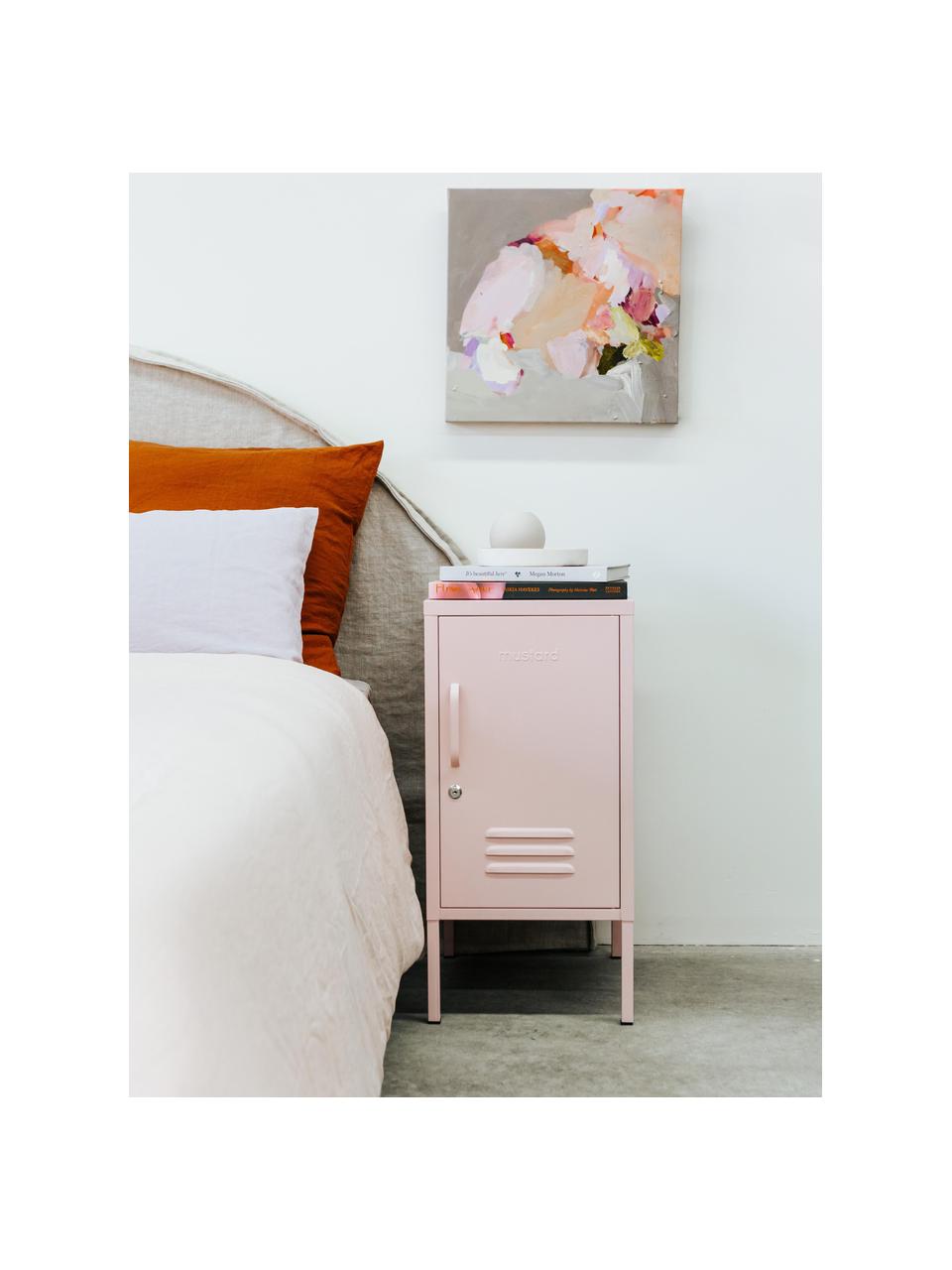 Szafka nocna z metalu The Shorty, Stal malowana proszkowo, Blady różowy, S 35 x W 72 cm