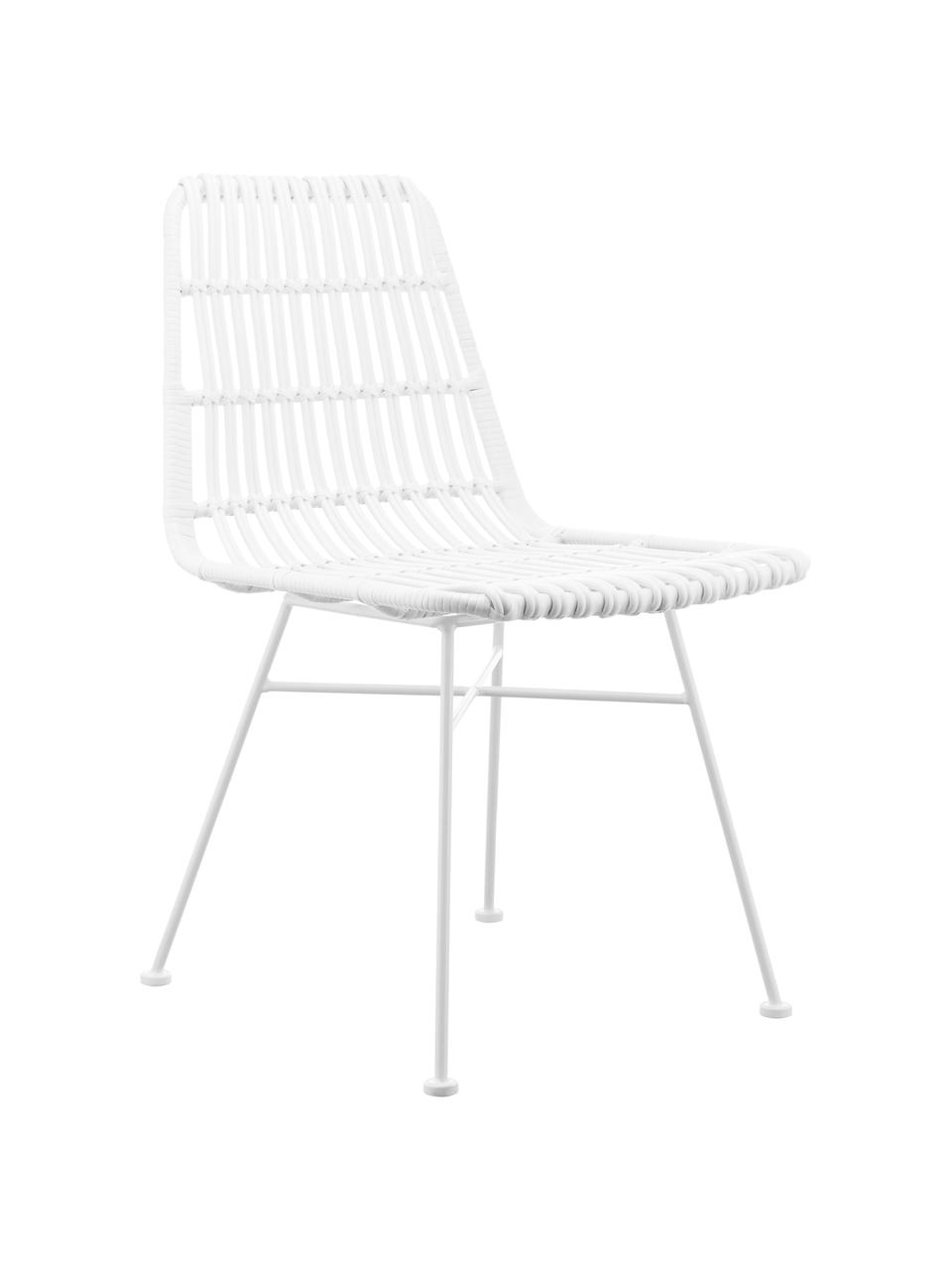 Chaise polyrotin Costa, 2 pièces, Assise : blanc Structure : blanc, mat, larg. 47 x prof. 61 cm