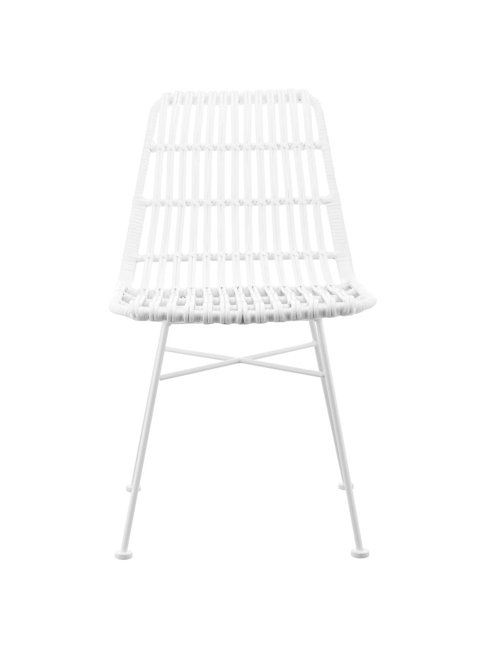 Polyrattan-Stühle Costa, 2 Stück, Sitzfläche: Polyethylen-Geflecht, Gestell: Metall, pulverbeschichtet, Weiss, Weiss, B 47 x T 61 cm