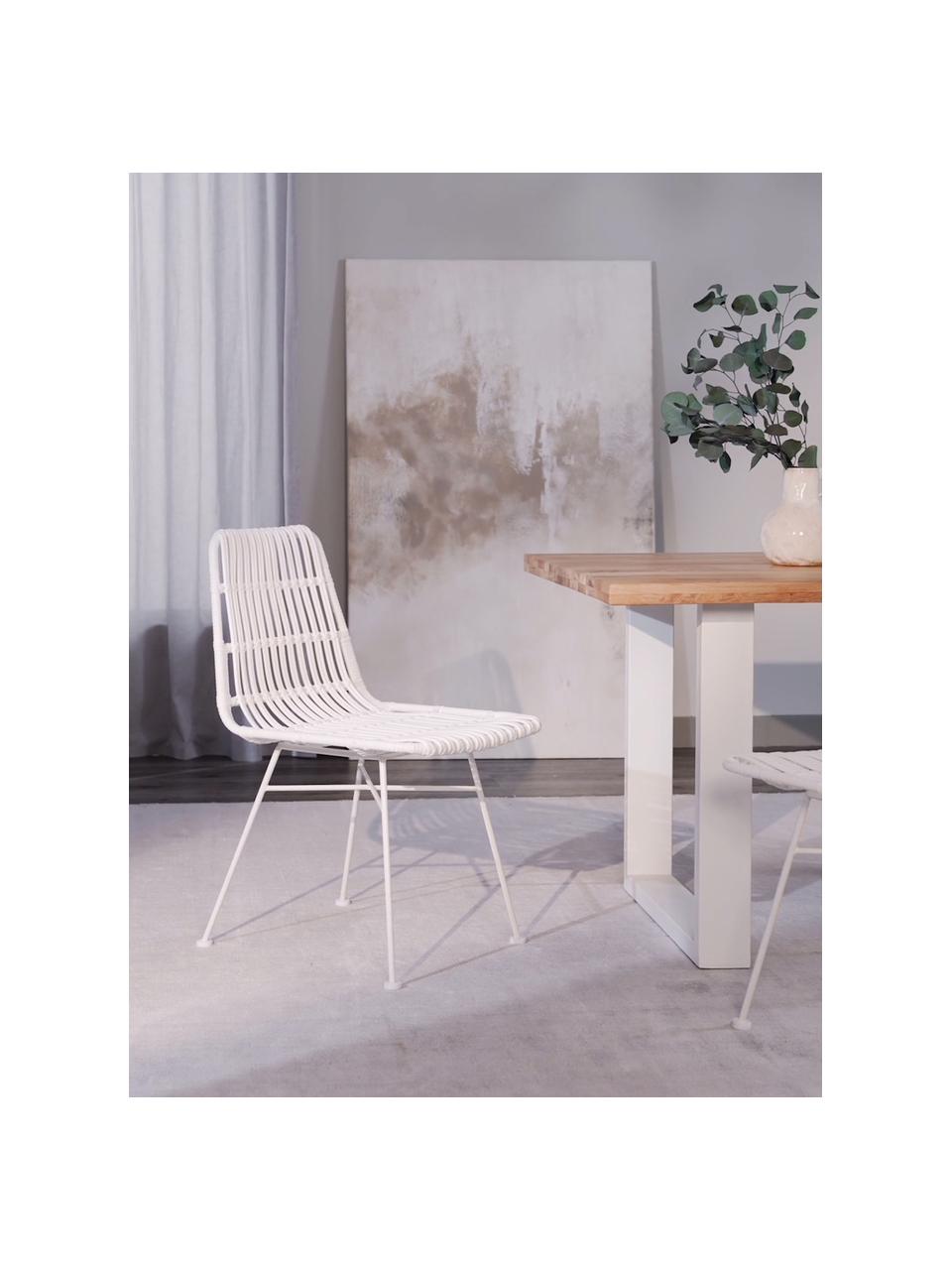 Polyratanová stolička Costa, 2 ks, Biela, Š 47 x H 61 cm