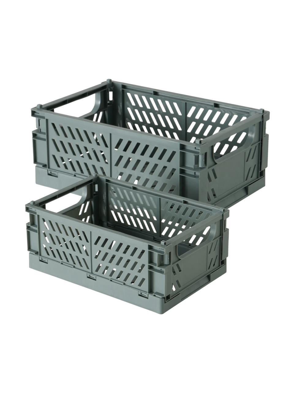 Aufbewahrungsboxen Malmo, 2er-Set, Kunststoff, recycelt, Grau, Set mit verschiedenen Größen