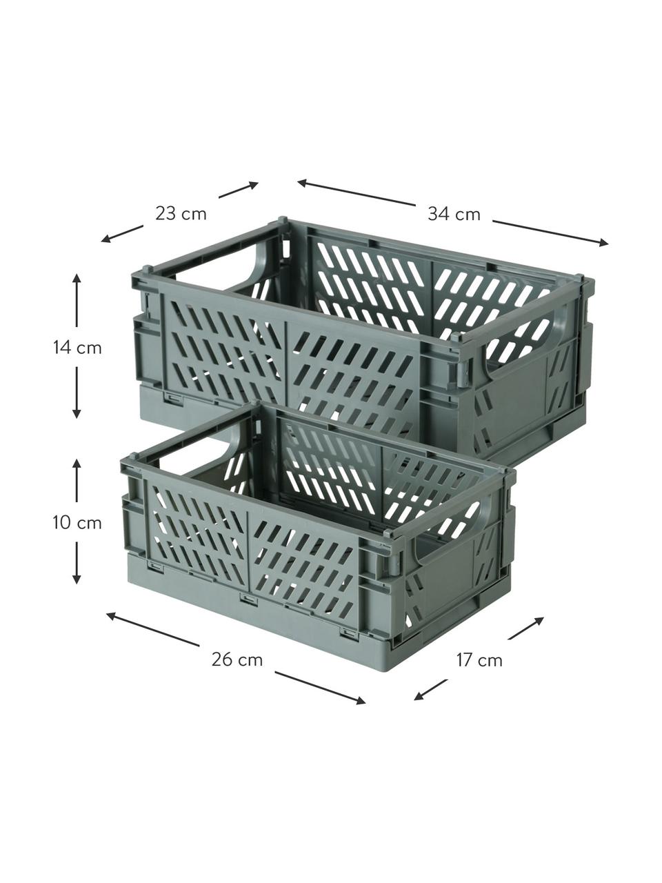 Set de cajas Malmo, 2 uds., Plástico reciclado, Gris, Set de diferentes tamaños