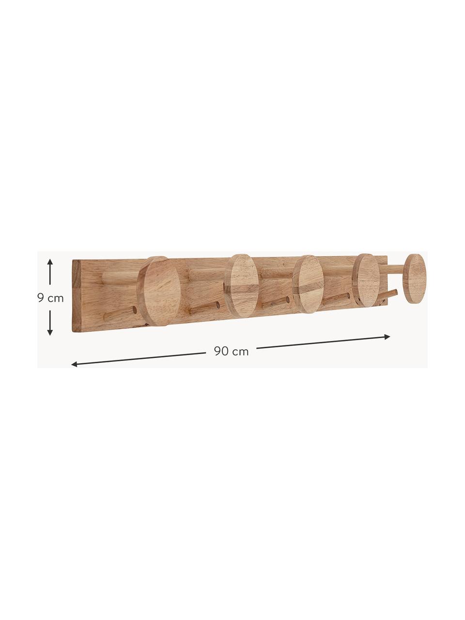 Perchero de pared de madera de caucho Emme, 10 Gancho, Madera de caucho, Madera de caucho, An 90 cm