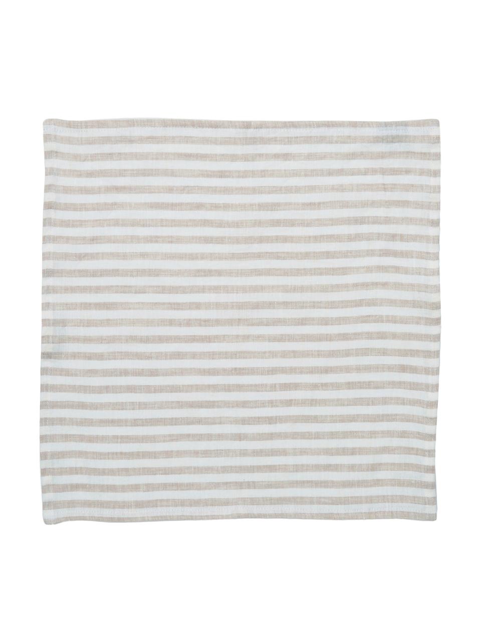 Leinen-Servietten Solami, 6 Stück, Leinen, Beige, Weiss, 46 x 46 cm