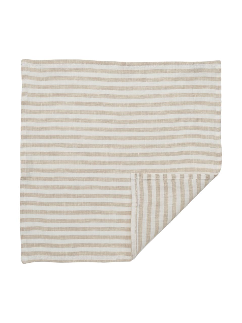 Servilletas de lino Solami, 6 uds., Lino, Beige, blanco, An 46 x L 46 cm