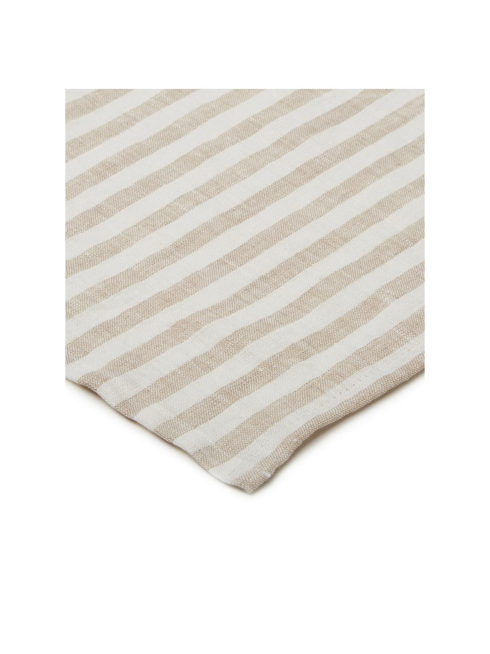 Serviettes de table pur lin Solami, 6 pièces, Beige, blanc