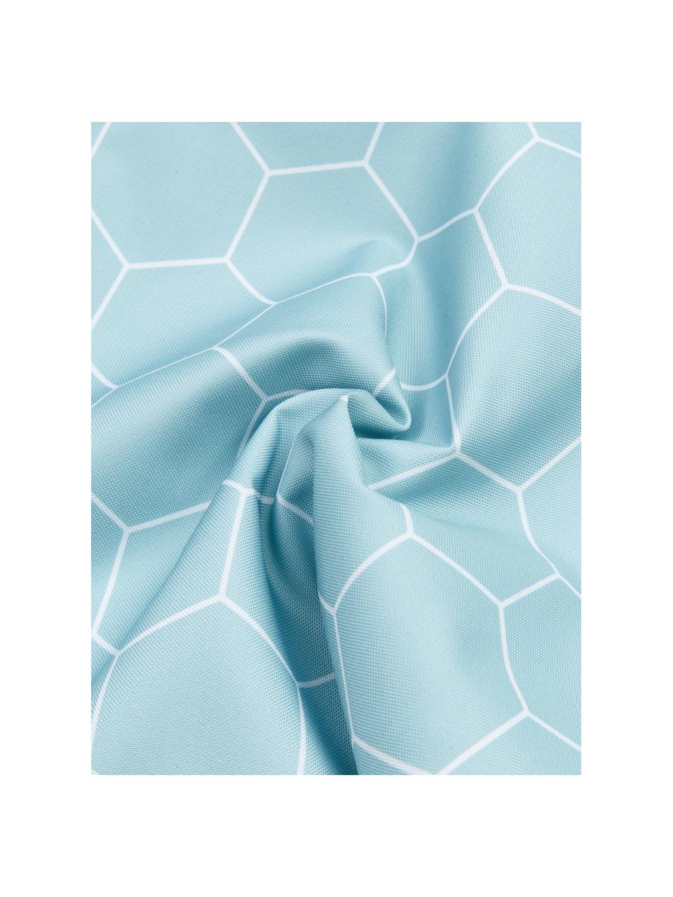 Cojín de exterior Honeycomb, 100% poliéster, Azul, blanco, An 47 x L 47 cm