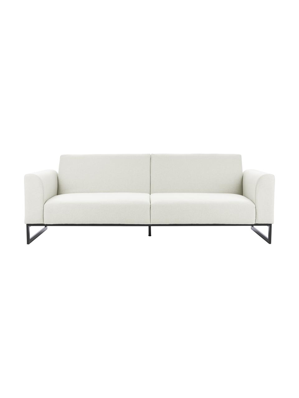 Sofa rozkładana Josephine (3-osobowa), Tapicerka: 100% poliester Dzięki tka, Stelaż: lite drewno sosnowe, skle, Nogi: metal, Beżowa tkanina, S 238 x G 85 cm