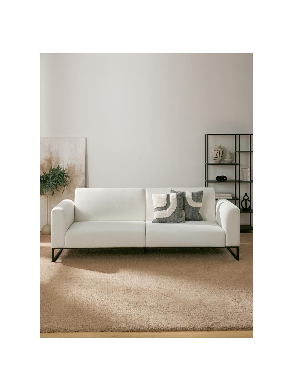 Divano letto 3 posti Josephine, Rivestimento: 100% poliestere Con 40.00, Struttura: legno di pino massiccio e, Piedini: metallo, Tessuto bianco latte, Larg. 238 x Prof. 85 cm