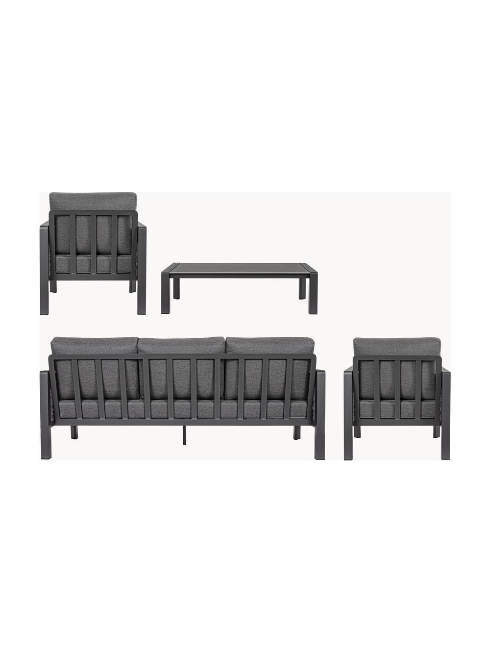 Garten-Lounge-Set Otavio, 4-tlg., Gestell: Aluminium, beschichtet, Tischplatte: Keramik, Webstoff Dunkelgrau, Anthrazit, Set mit verschiedenen Grössen