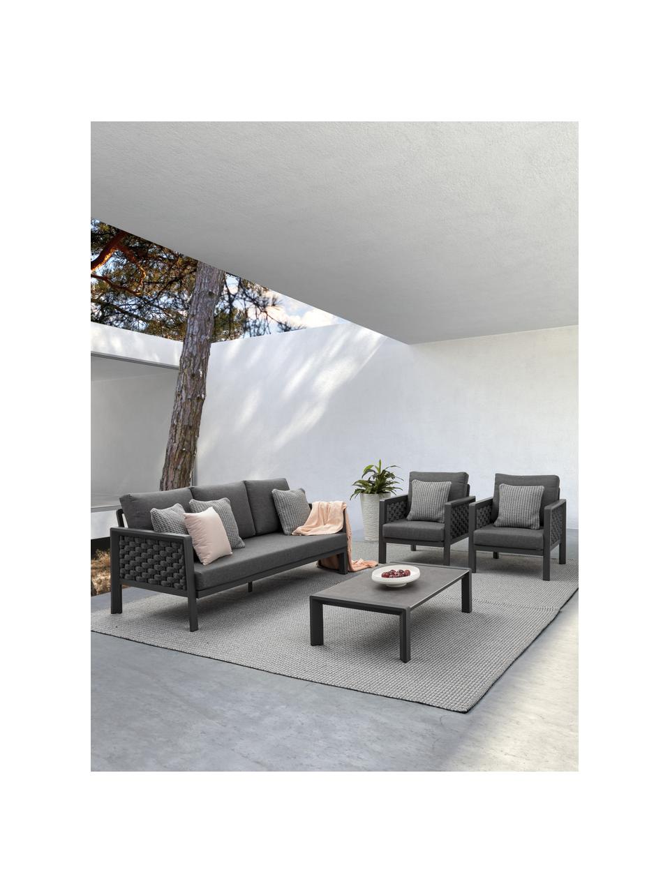 Salotto da giardino Otavio 4 pz, Struttura: alluminio verniciato Pian, Tessuto grigio scuro, antracite, Set in varie misure