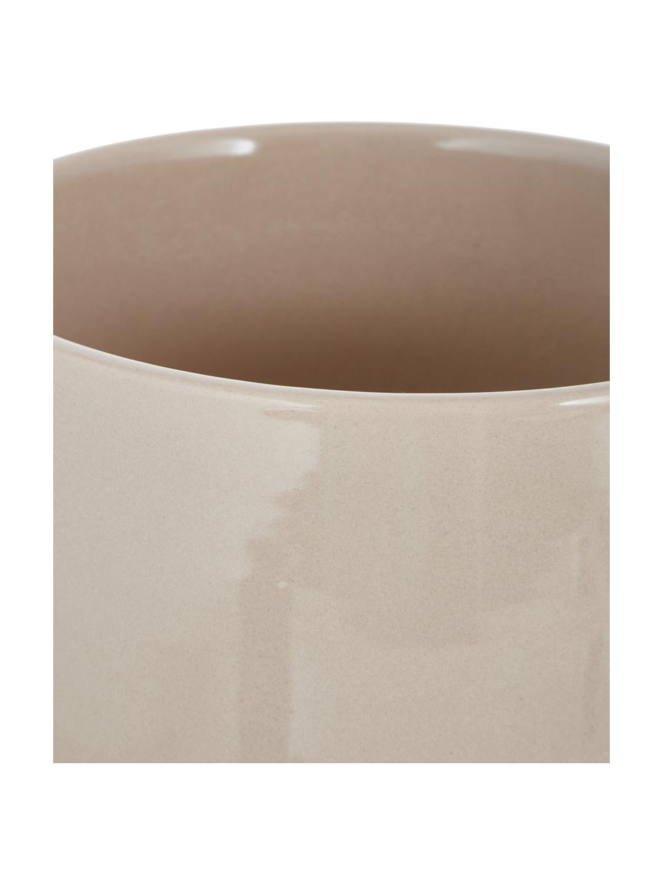 Plantenpot Elin van keramiek, Keramiek, Pot: beige. Onderzetter: goudkleurig, Ø 14 x H 14 cm