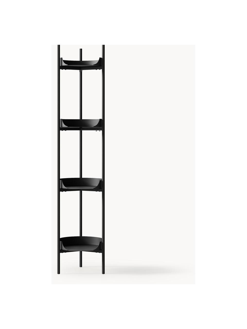 Scaffale slim in metallo Taru, Metallo verniciato a polvere, Nero opaco, Larg. 32 x Alt. 142 cm