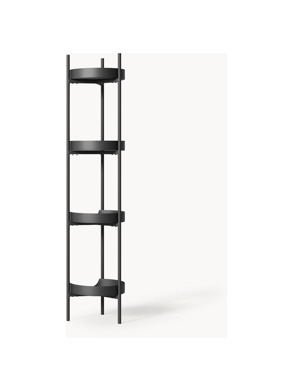 Scaffale slim in metallo Taru, Metallo verniciato a polvere, Nero opaco, Larg. 32 x Alt. 142 cm