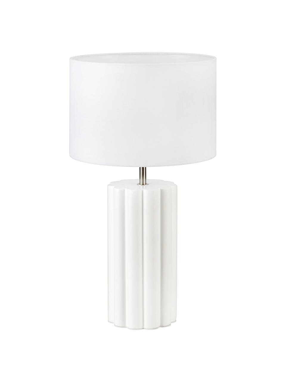Lampada moderna da tavolo in ceramica Colonna, Paralume: tessuto, Base della lampada: ceramica, Bianco, Ø 24 x Alt. 44 cm