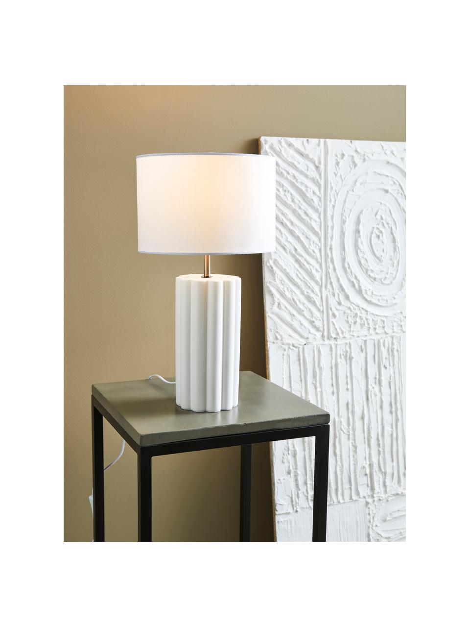 Lámpara de mesa de cerámica Column, estilo moderno, Pantalla: tela, Cable: plástico, Blanco, Ø 24 x Al 44 cm