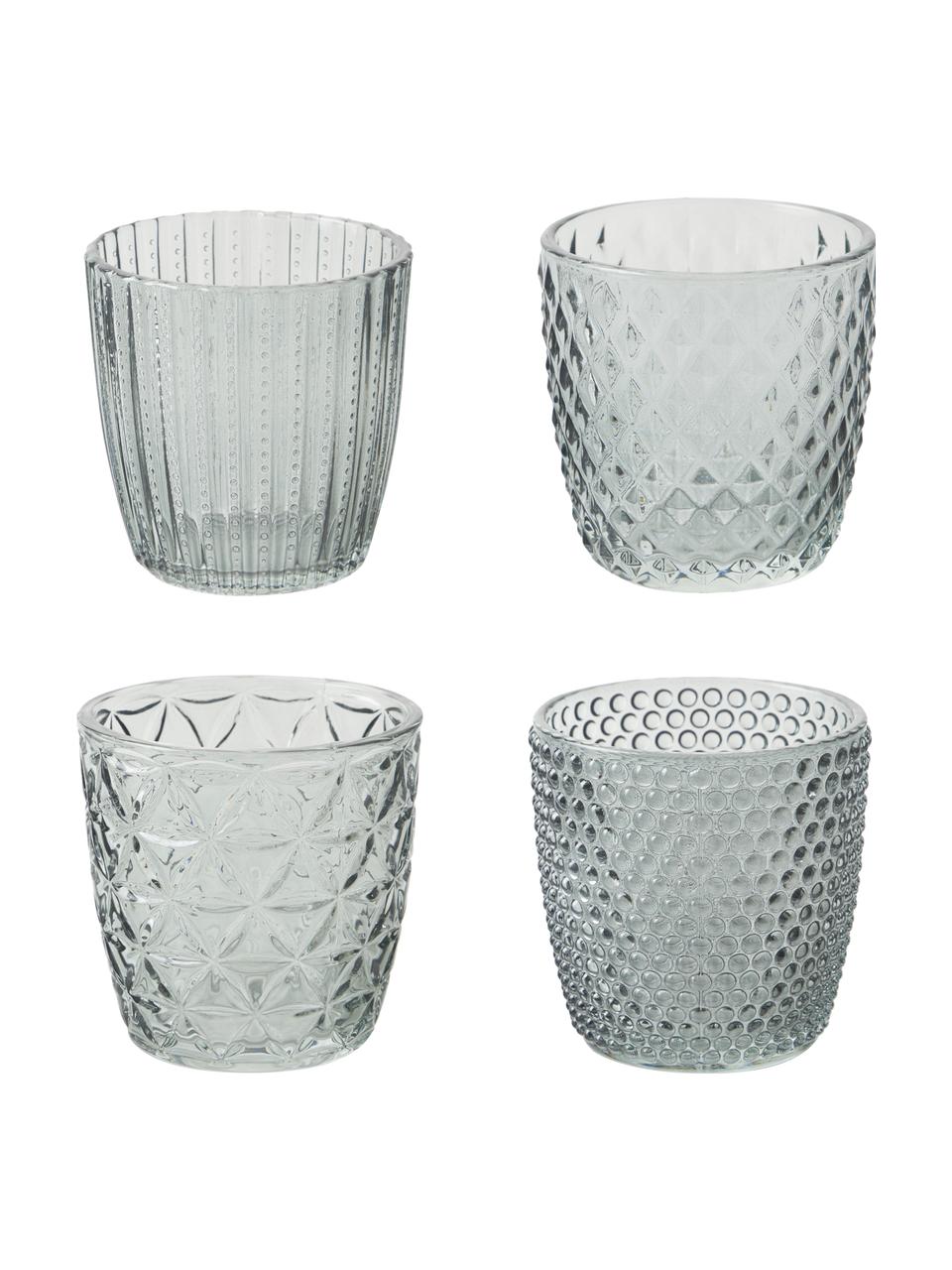 Set 4 portalumini in vetro Marilu, Vetro, Grigio, Ø 8 x Alt. 8 cm