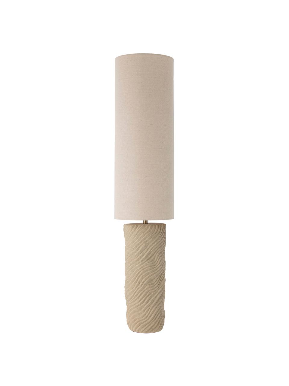 Kleine Bodenleuchte Payah aus Steingut, Lampenschirm: Leinen, Lampenfuß: Steingut, Cremeweiß, Beige, Ø 24 x H 110 cm