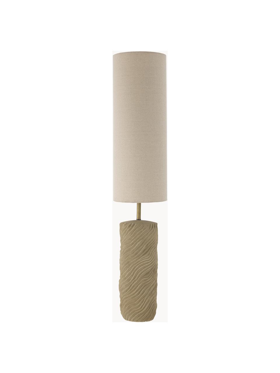 Grande Design Bogenlampe Lobby, Pantalla: lino, Estructura: metal recubierto, Cable: plástico, Blanco crema, beige, Al 110 cm