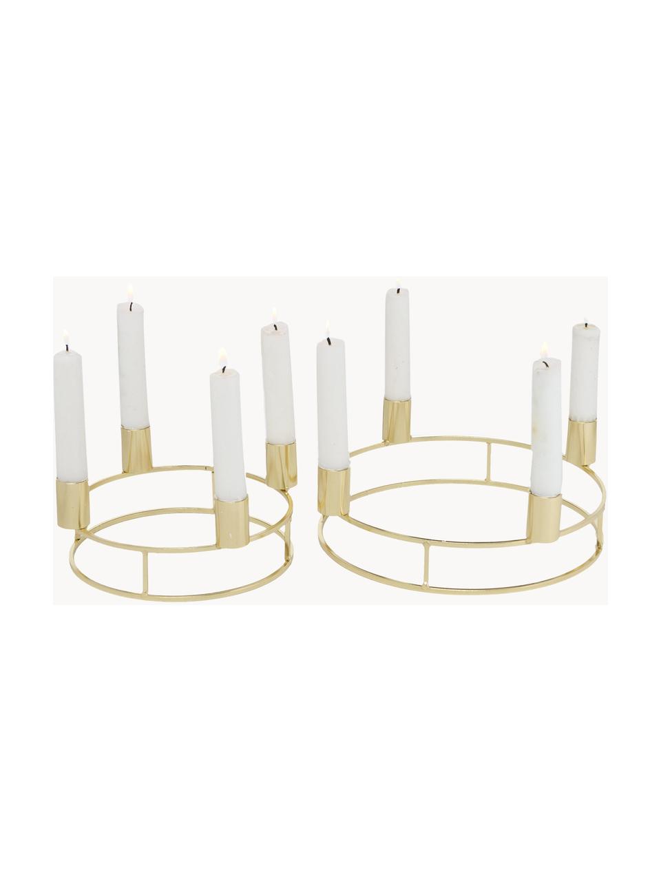 Set 2 candelabri Circlo, Metallo verniciato a polvere, Dorato, Set in varie misure