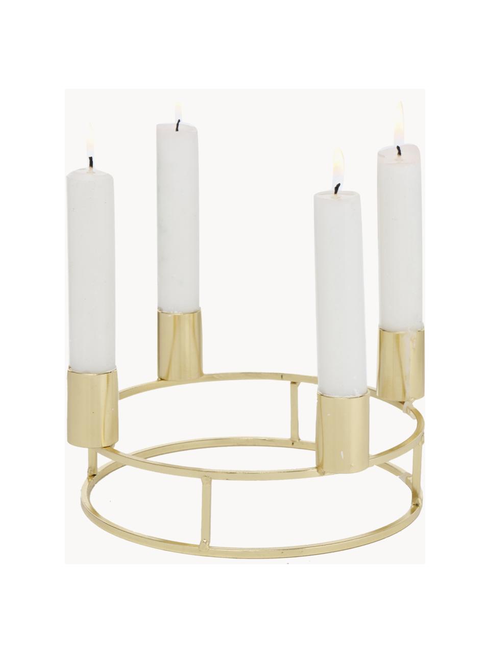 Set de candelabros Circlo, 2 uds., Metal con pintura en polvo, Dorado, Set de diferentes tamaños