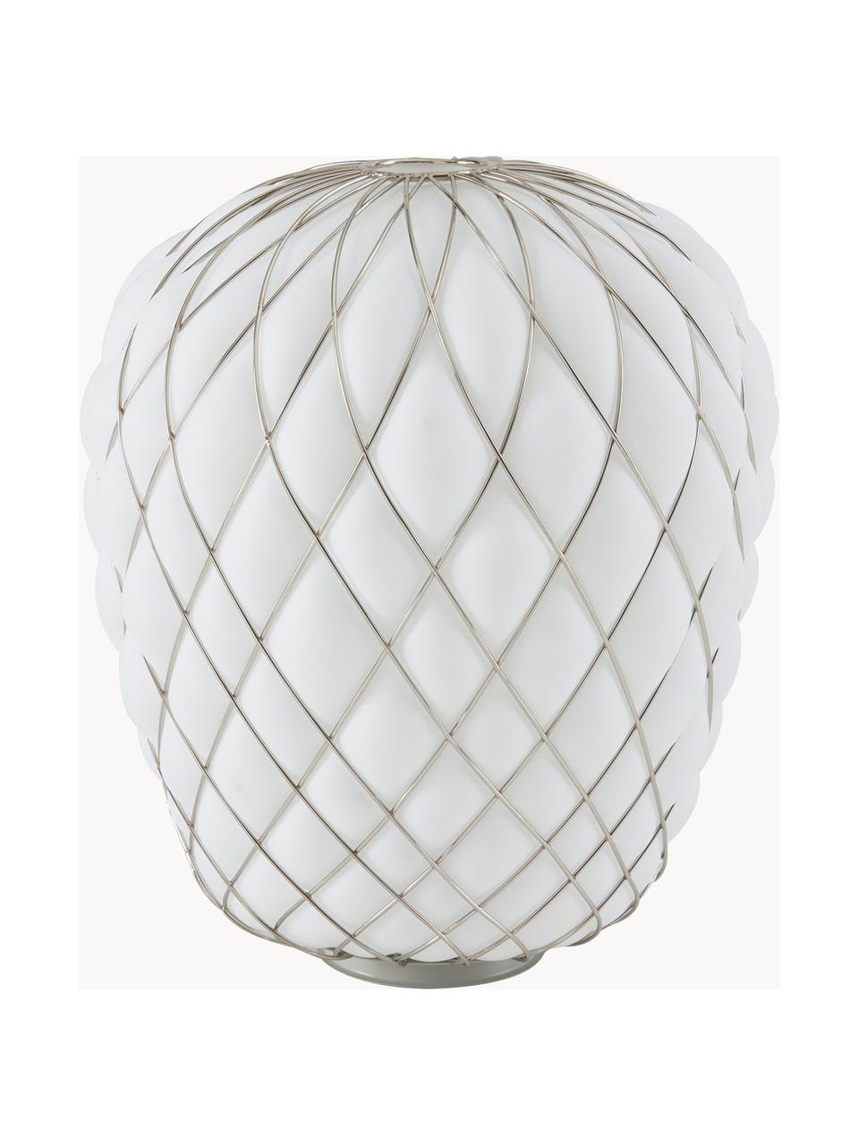 Grande lampe à poser artisanale Pinecone, Blanc, argenté, Ø 50 x haut. 52 cm